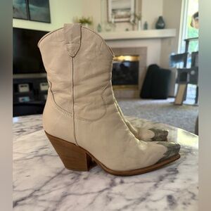 Free People Boots Brayden Western Size 38 Bone White Steal Tip Costal Cowgirl